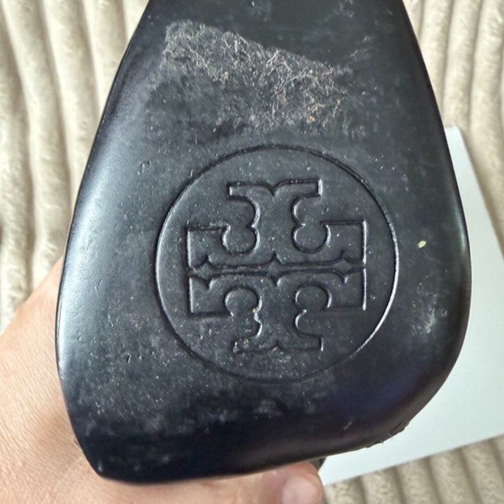 Tory Burch Black Patent Leather Crinkle Ankle Boots Size 9M - Picture 7 of 10